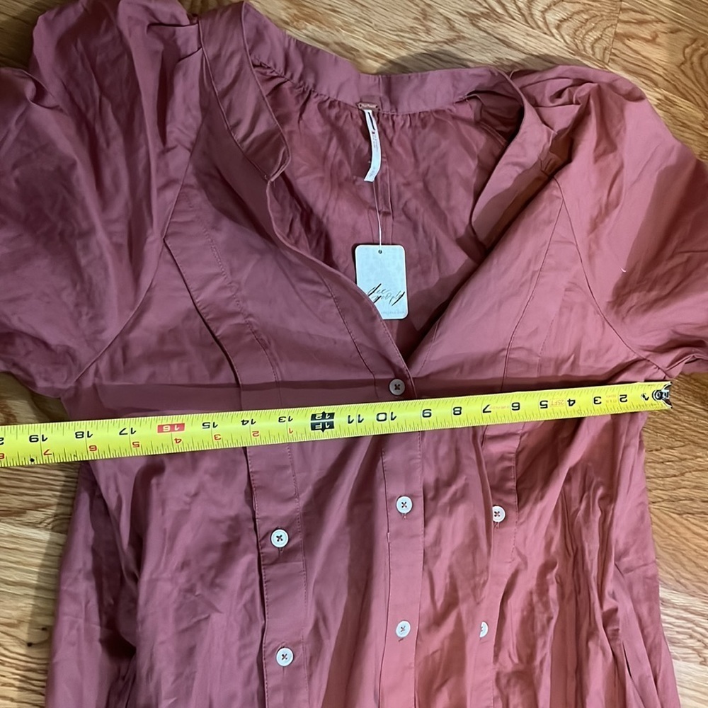 Free People Charlie Dress Maxi Shirtdress Redwood Size Small NWT - Picture 12 of 14